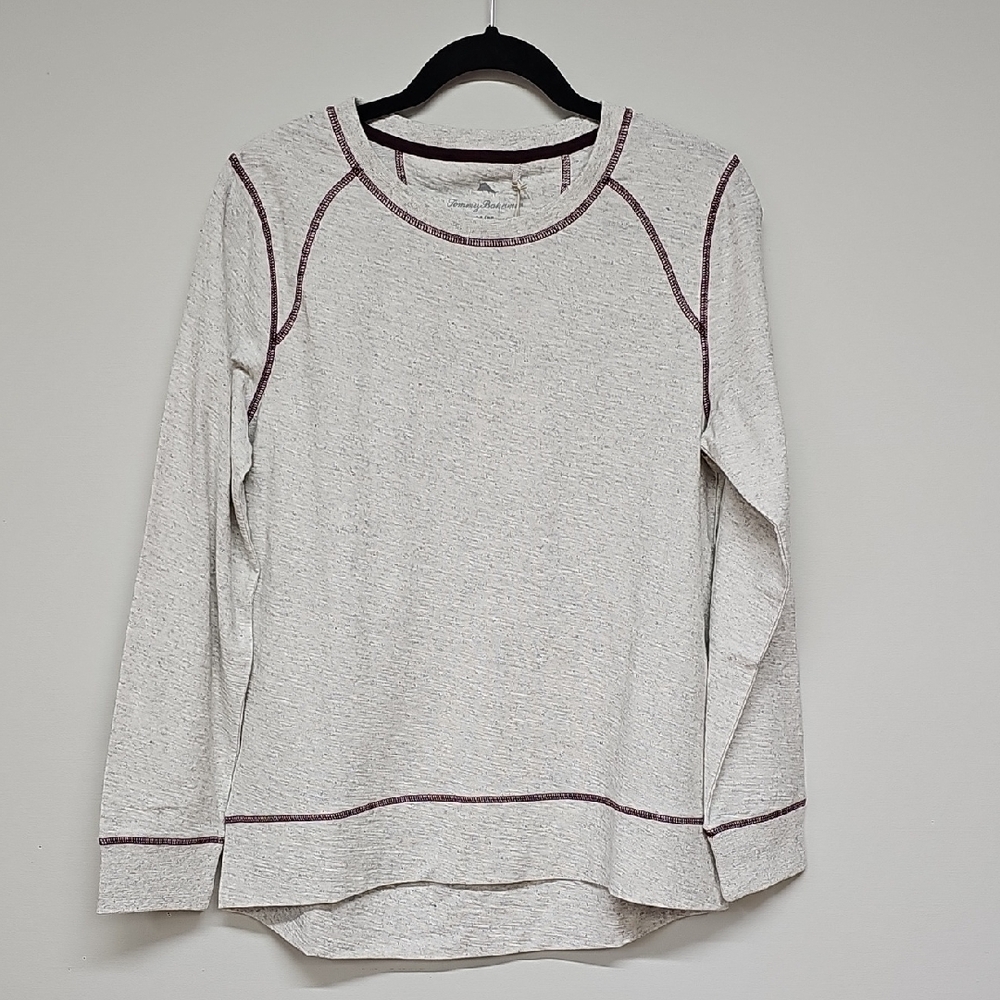 Tommy Bahama Seashore Slub Tee, Heather Gray Burgundy, Size Medium